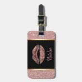 バラ金ゴールドグラムリップス(名前付きモダングリッター) ラゲッジタグ (正面縦)