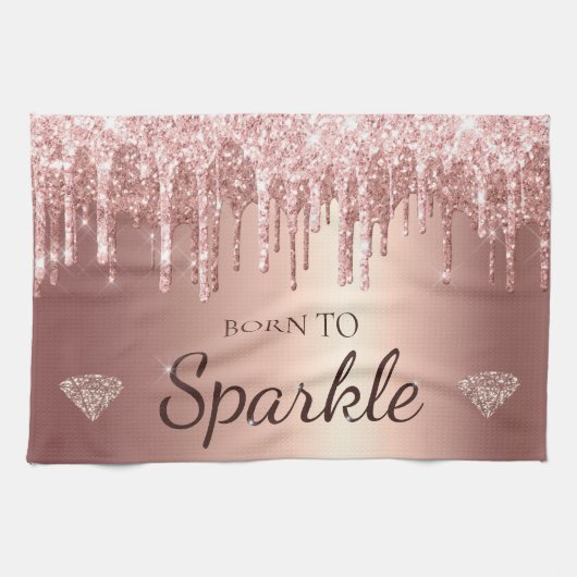 バラ金ゴールドグラム滴下グリッターを輝かせるために キッチンタオル (横)