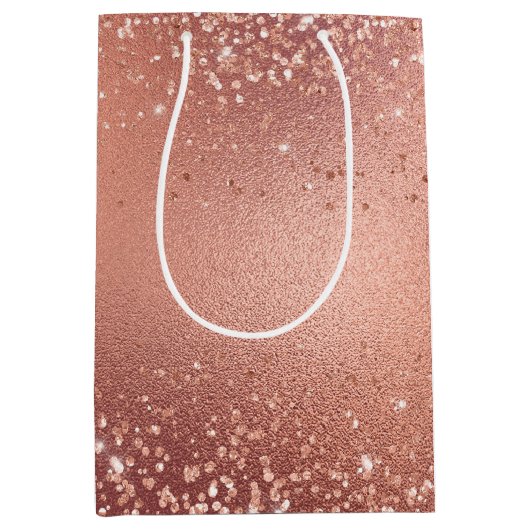 バラ金ゴールドグリジーグリッタースパークル ミディアムペーパーバッグ (正面)