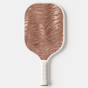 バラ金ゴールドグリジーグリッターゼブラプリント ピックルボールラケット