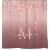 バラ金ゴールドグリッターあなたのテキストシャワーカーテンを輝かせる シャワーカーテン (正面)