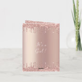 バラ金ゴールドグリッターあなたのベビーガールシャワー招待状 カード (裏面)