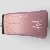 バラ金ゴールドグリッターあなたの手紙の名前ゴルフヘッドカバー ゴルフヘッドカバー (正面)