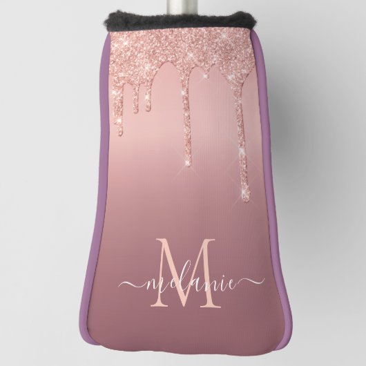 バラ金ゴールドグリッターあなたの手紙の名前ゴルフヘッドカバー ゴルフヘッドカバー (回転90)