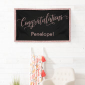 バラ金ゴールドグリッターおめでとうタイポグラフィブラック 横断幕 (インサイチュ)