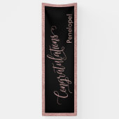 バラ金ゴールドグリッターおめでとうタイポグラフィブラック 横断幕 (縦)