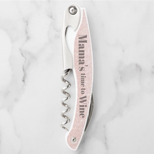 バラ金ゴールドグリッターおもしろいママ引用文ワイン ソムリエナイフ (正面)