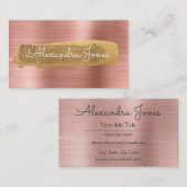 バラ金ゴールドグリッターおよびスパークルブラシ仕上げ金属 名刺 (正面/裏面)