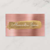 バラ金ゴールドグリッターおよびスパークルブラシ仕上げ金属 名刺 (正面)