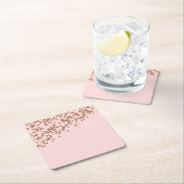 バラ金ゴールドグリッターおよびピンクコースター スクエアペーパーコースター (インサイチュ)