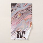 バラ金ゴールドグリッターおよび大理石 バスタオルセット (ハンドタオル)