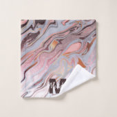 バラ金ゴールドグリッターおよび大理石 バスタオルセット (ウォッシュタオル)