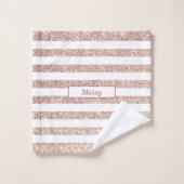 バラ金ゴールドグリッターおよび白ストライプの色 バスタオルセット (ウォッシュタオル)