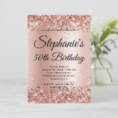 バラ金ゴールドグリッターおよび赤面勾配 招待状 (スタンド正面)