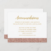 バラ金ゴールドグリッターおよび金ゴールド招待状挿入カード エンクロージャーカード (正面/裏面)