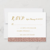 バラ金ゴールドグリッターおよび金ゴールドRSVPカードA2 出欠カード (正面)