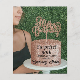 バラ金ゴールドグリッターお誕生日ケーキ50誕生日 チラシ