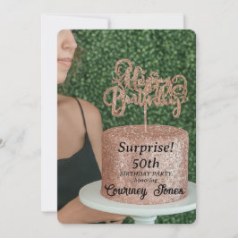 バラ金ゴールドグリッターお誕生日ケーキ50誕生日 招待状