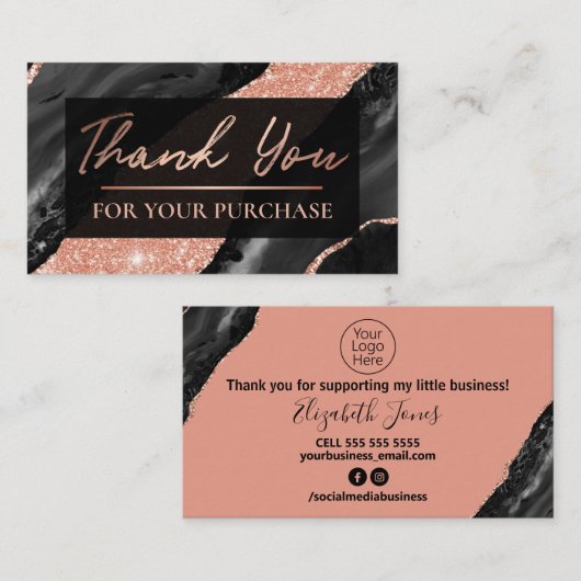 バラ金ゴールドグリッターお買い上げいただきありがとうございます 名刺 (正面/裏面)