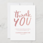 バラ金ゴールドグリッターかわいいスクリプト卒業ありがとう サンキューカード (正面)