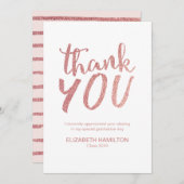 バラ金ゴールドグリッターかわいいスクリプト卒業ありがとう サンキューカード (正面/裏面)