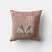 バラ金ゴールドグリッターがピンクメタルにモノグラムの流れる クッション (裏面)