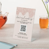 バラ金ゴールドグリッターが化粧デジタルQR価格を下げる 台座サイン (インサイチュ)