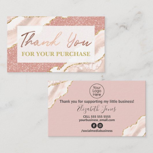 バラ金ゴールドグリッターご購入いただきありがとうございます 名刺 (正面/裏面)