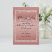 バラ金ゴールドグリッターとシルバー結婚ズリングや輪 サンキューカード (スタンド正面)