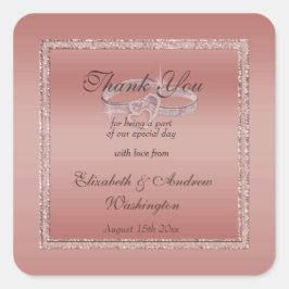 バラ金ゴールドグリッターとシルバー結婚ズリングや輪 スクエアシール