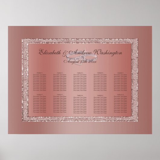 バラ金ゴールドグリッターとシルバー結婚ズリングや輪 ポスター (正面)