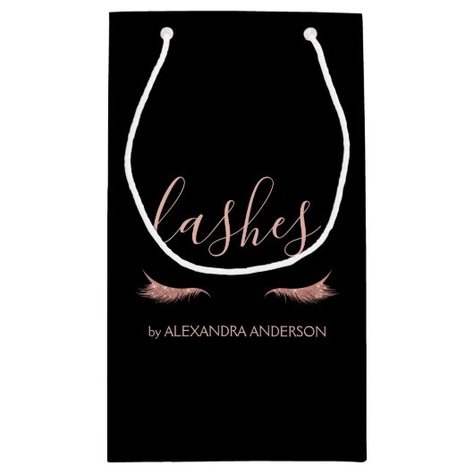 バラ金ゴールドグリッターとスパークルまつげ スモールペーパーバッグ (裏面)