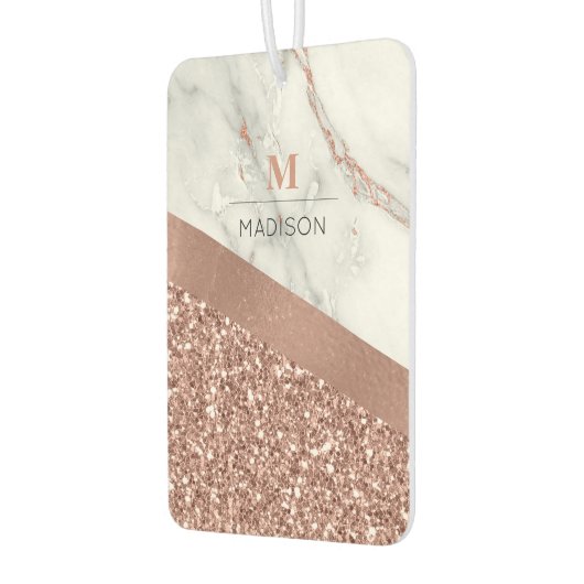 バラ金ゴールドグリッターとスパークルマーブルモノグラム カーエアーフレッシュナー (左)