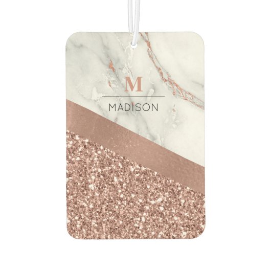 バラ金ゴールドグリッターとスパークルマーブルモノグラム カーエアーフレッシュナー (裏面)