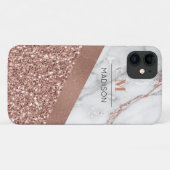 バラ金ゴールドグリッターとスパークルマーブルモノグラム Case-Mate iPhoneケース (裏面(横))