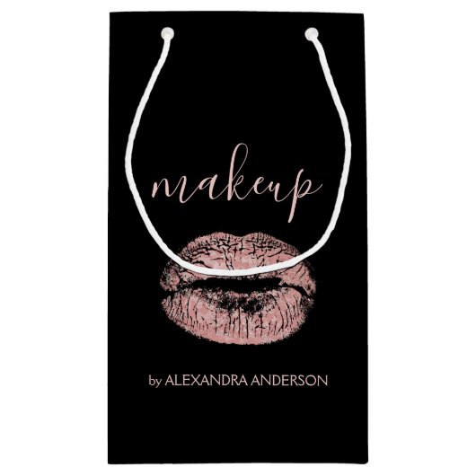 バラ金ゴールドグリッターとスパークルリップメイクアップ スモールペーパーバッグ (裏面)