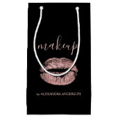 バラ金ゴールドグリッターとスパークルリップメイクアップ スモールペーパーバッグ (正面)