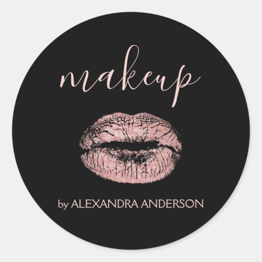 バラ金ゴールドグリッターとスパークルリップメイクアップ ラウンドシール (正面)