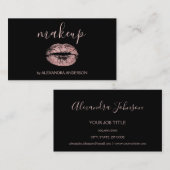 バラ金ゴールドグリッターとスパークルリップメイクアップ 名刺 (正面/裏面)