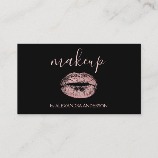 バラ金ゴールドグリッターとスパークルリップメイクアップ 名刺 (正面)