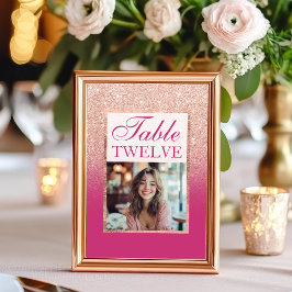 バラ金ゴールドグリッターとピンクスイグラデーションート16 テーブルナンバー