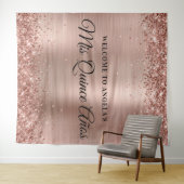 バラ金ゴールドグリッターとフォイルミクリンスアニョスウェルカム タペストリー (インサイチュ(横))