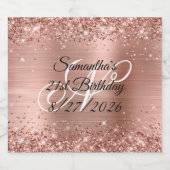 バラ金ゴールドグリッターとフォイルモノグラム21歳の誕生日 スパークリングワインラベル (シングルラベル)