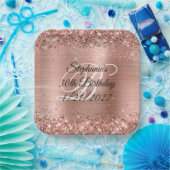 バラ金ゴールドグリッターとフォイル30th誕生日 ペーパープレート (パーティー)