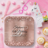 バラ金ゴールドグリッターとフォイル30th誕生日 ペーパープレート (パーティー)