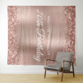 バラ金ゴールドグリッターとフォイル70th誕生日へようこそ タペストリー (インサイチュ(横))