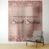 バラ金ゴールドグリッターとフォイルSweet sixteen歓迎 タペストリー (インサイチュ)