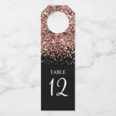 バラ金ゴールドグリッターとブラックグレームテーブル番号 ボトルネックタグ (正面)