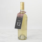 バラ金ゴールドグリッターとブラックグレームテーブル番号 ボトルネックタグ (アングル)