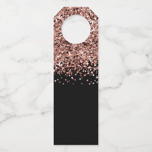 バラ金ゴールドグリッターとブラックグレームテーブル番号 ボトルネックタグ (裏面)